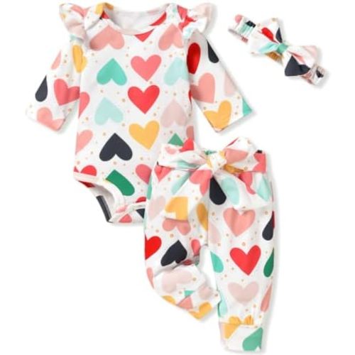 Aalizzwell Preemie Newborn Infant Baby Girls Clothes Ribbed Romper Bodysuit Pants Set Fall Winter Outfits