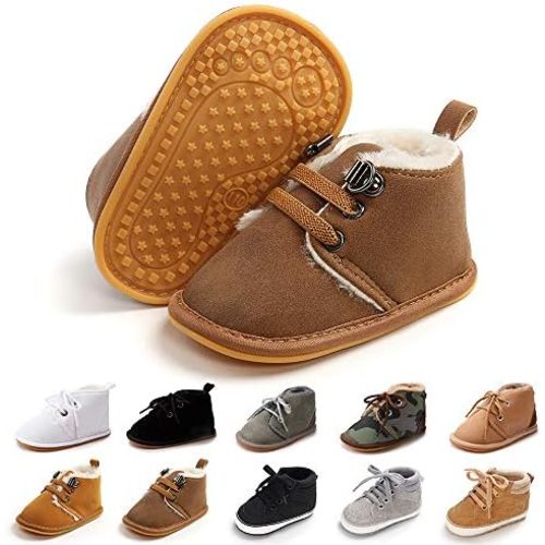 Baby Boys Girls Booties Fleece Anti-Slip Soft Sole Boots Toddler First Walker Warm Shoes