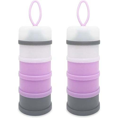 Baby Formula Dispenser, Portable Milk Powder Dispenser Container, Baby Feeding Travel Storage Container, formula mixer, formula holder, BPA Free, 4 Compartments, 2 Packs, dispensador de fórmula