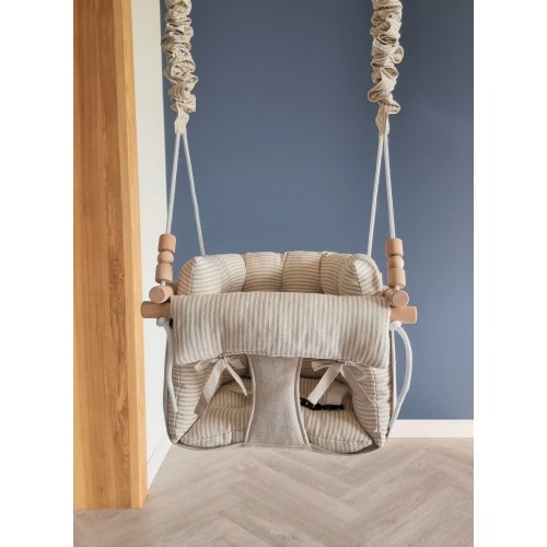Royal Baby Swing Natural Linen With Linen Stripe Pillow/Baptism Gift/Toddler Swing/Indoor Swing/First Birthday Gift/Swing Chair