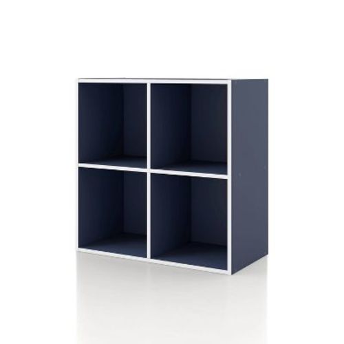 24/7 Shop At Home 23.7" Silkpath Modern 4 Cube Stackable and Modular Bookcase Light Blue