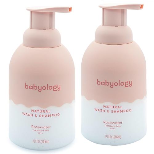All Natural Baby Wash and Shampoo - 100% Edible Ingredients - with Organic Rose Water (Unscented) - 12 FL. OZ - Good for Sensitive Skin - Non Toxic - Tear Free (Pack of 2)