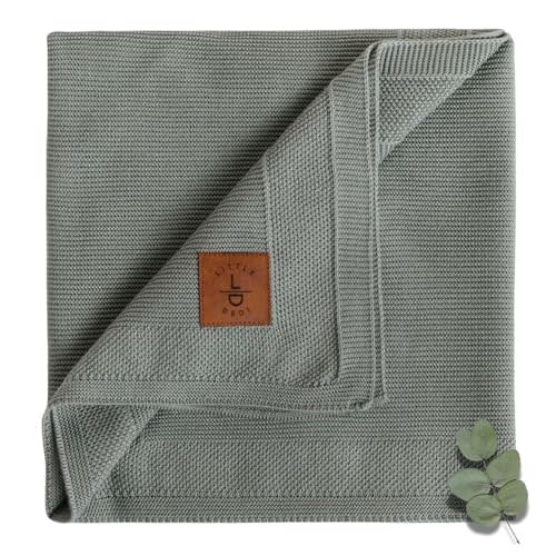 Little Dedi Hypoallergenic Baby Blanket - 30x40 Inches Green, Oeko-TEX® Certified, Thermal-Regulating, Soft Knit for Girls & Boys - Swaddle or Toddler Blanket, Dua