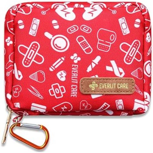 EVERLIT Mini Rescue Pack | 105 Medical Essentials Organized in Portable Storage Bag | Pocket Size Kids First Aid Kit with D Ring | Small Family-Friendly Travel Medical Kit (Original)