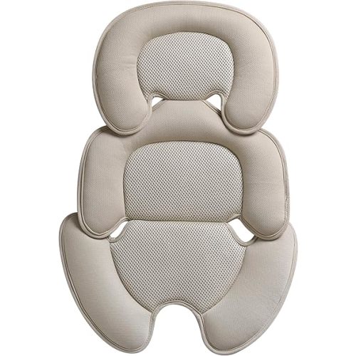 Newborn Baby Support Cushion Infant Insert 3D Mesh Breathable Liner Compatible with Stroller, Car seat, High Chair Etc (Beige)