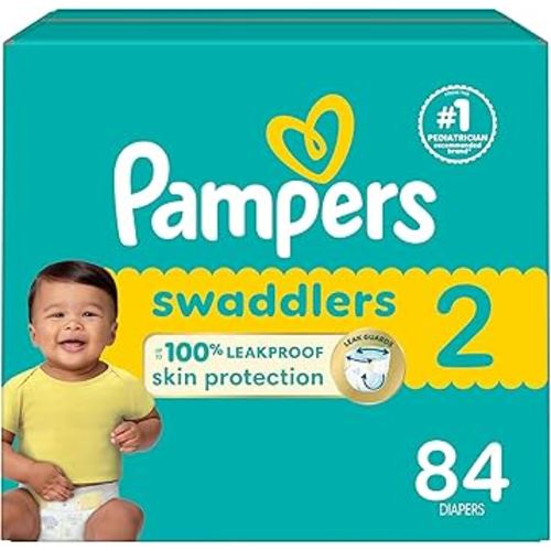 Pampers Pañales para bebés - Swaddlers - Tamaño 2, 84 unidades, pañal desechable ultra absorbente para bebés