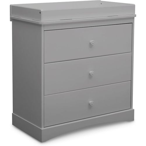 Delta Children Sutton 3 Drawer Dresser with Changing Top and Interlocking Drawers - Greenguard Gold Certified, Grey