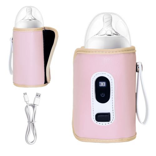 Bottle Warmer, Yadala Baby Portable Bottle Warmer, 5-Speed Temperature Regulation, Baby Bottle Warmer for Travel, Usb Bottle Warmers by Car for All Bottles for Babies，Pink
