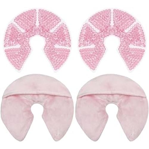 Hot/Cold Breast Gel Bead Ice Packs Breast Cooling/Heat Pads Relief for Breastfeeding, Nursing Pain, Mastitis, Engorgement, Swelling, Plugged Ducts | Boost Milk Let-Down & Production,2 Pack (Pink)