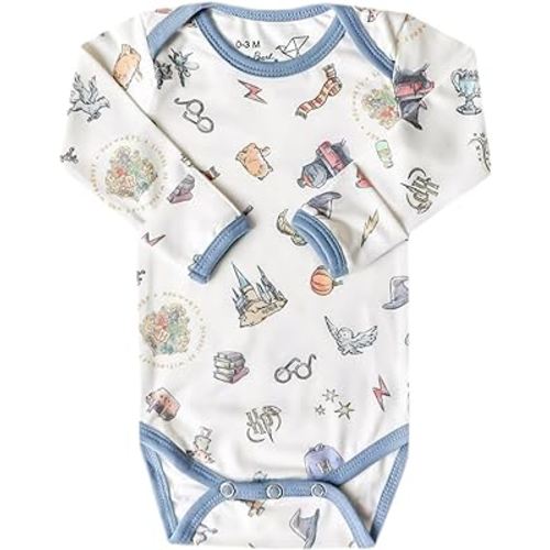 Copper Pearl Long Sleeve Bodysuit Baby: Ultra Soft Baby for Newborns, Boys, and Girls - Stylish, Comfortable, Overlap Shoulders, Premium Knit Fabric - Newborn, Wizarding World™