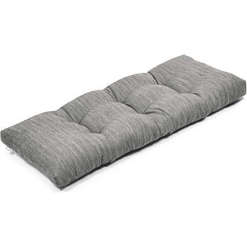 baibu 40 Inch Classic Solid Color Bench Cushion with Ties, Super Soft Indoor Outdoor Rectangle Bench Seat Cushion Standard Size Foam Pad with Non-Slip Bottom - One Pad Only (Grey, 40x15x3in)