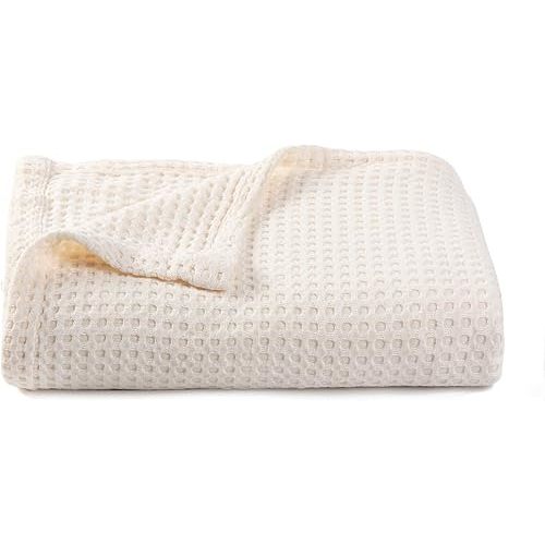 36” X 40” Inches Cooling Baby Waffle Weave Blanket, Ultra-Soft Lightweight Receiving Blanket for Newborn, Breathable Comfortable Baby Swaddle Blanket for Boys and Girls(Natural)