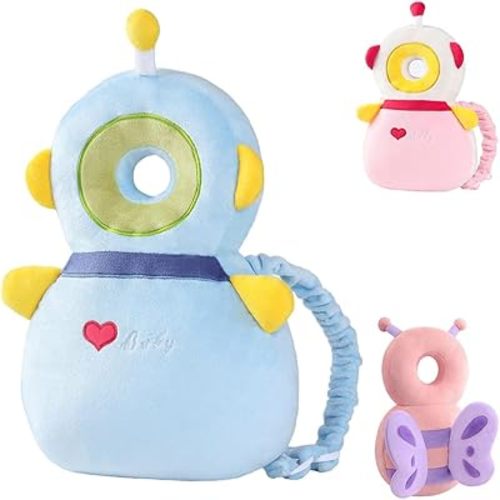 JunNeng Baby Head Protector Backpack, Toddler Walking Fall Head Protection, Robot Blue