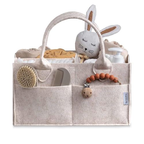 PUTSKA Baby Diaper Caddy Organizer - Nursery Storage Basket for Diaper Station, Baby Basket Shower Gift List and Registry Must-Have, Newborn Essentials, Nursery Decor for Boy or Girl - Mocha, Large