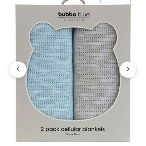 Nordic Sorbet Cellular Blanket 2 Pack in Blue/Grey