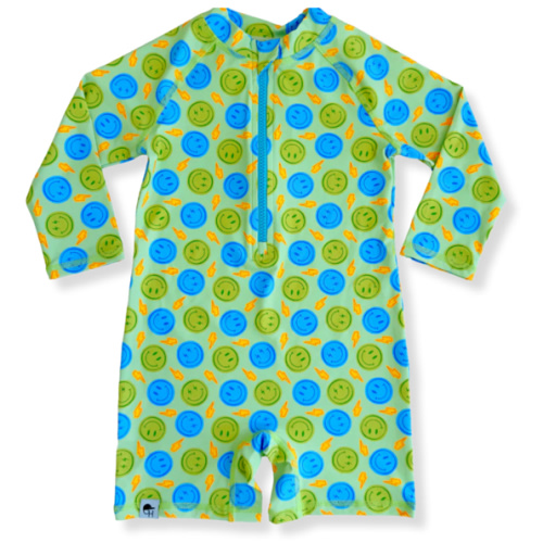 Smiley Bolt Long Sleeve Sunsuit