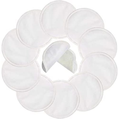 Organic Bamboo Nursing Pads (10 Pack) for Breastfeeding Moms - 4.7 inch Reusable Washable Breastfeeding Nipple Pad for Maternity with Laundry Bag
