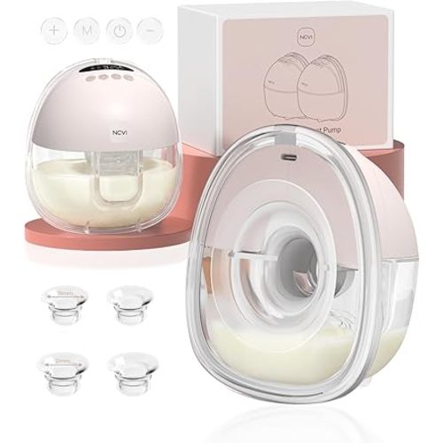 NCVI Wearable Breast Pump Hands Free, Double Electric Pump for Working Moms with Strong Suction, 4 Modes 9 Levels, 180min Battery for All Day Office & Travel Use, 19/21/24mm Flange, <40dB Quiet