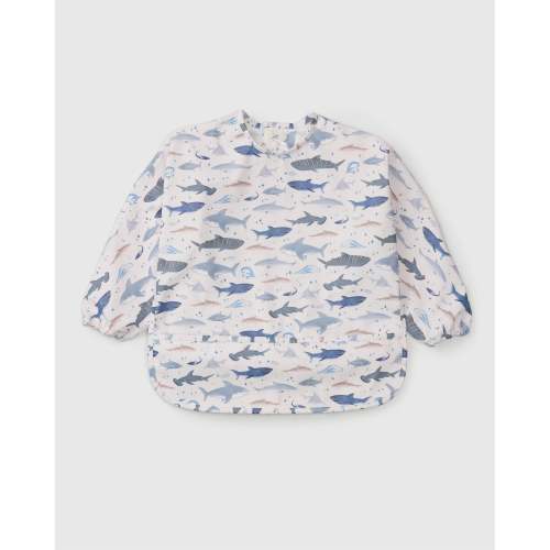 Long Sleeve Bib - Smiley Sharks