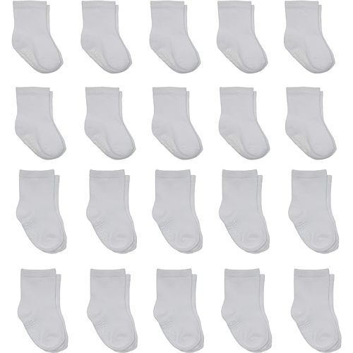 Little Me 20-Pack Newborn Baby Infant & Toddler Unisex Socks, 0-12/12-24 Months, Assorted Size Pack, White