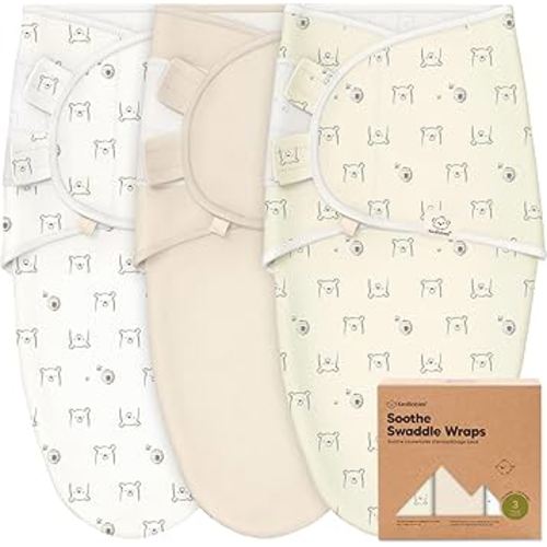 KeaBabies 3-Pack Organic Baby Swaddle Sleep Sacks - Swaddles for Newborns, Infant 0-3 Months, Baby Girls, Boys, Soft & Snug Newborn Sleep Sack, Nursery Swaddling Blankets (Bumble Bear)