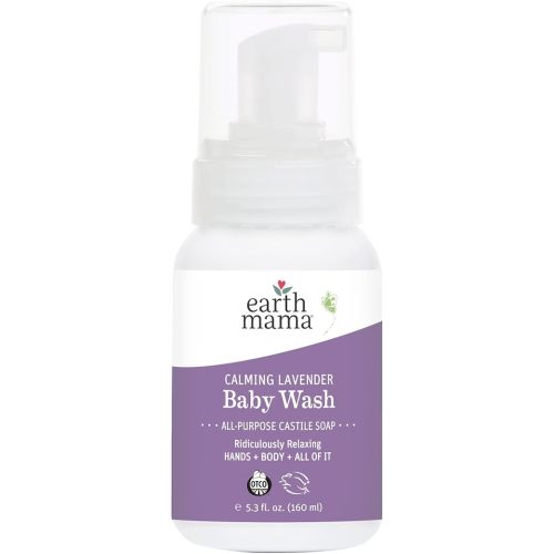 Earth Mama Calming Lavender Baby Wash Liquid Foaming Hand Soap, Organic All-Purpose Lavender Body Wash for Sensitive Skin, Castile Soap with Coconut Oil, Shea Butter, Calendula, & Aloe, 5.3 Fl Oz