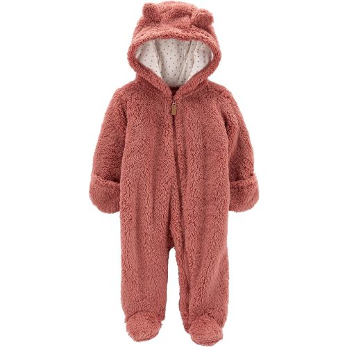 Carter's 0-9 Months Hooded Sherpa Bunting Pram - Newborn - Dark Pink