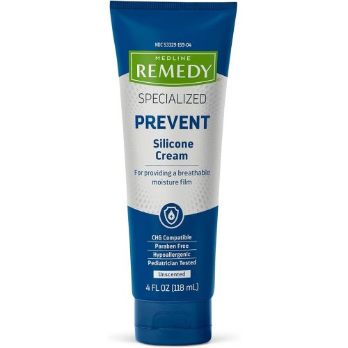 Medline Remedy Specialized Silicone Cream, Unscented (4 fl oz), Gentle Breathable Film for All Ages, Paraben-free and Hypoallergenic Skin Care Cream, Barrier Cream for Dry Cracked Skin