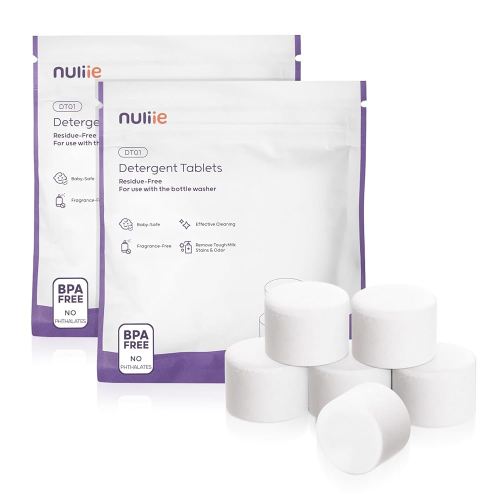 Nuliie 60 PCS High-Efficiency Detergent Tablets for Momcozy KleanPal Pro, Baby Brezza Pro, GROWNSY EaseClean Bottle Washer, Remove Milk Residue & Odor, Gentle Formula Safe