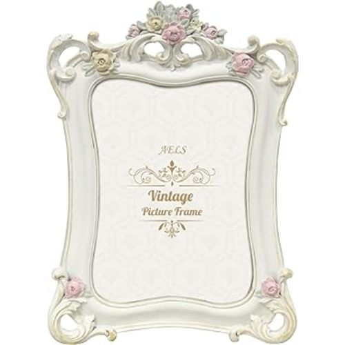 Amazon.com - AELS 5x7 Inch Vintage Picture Frame, Elegant Antique Photo Frames with Glass Front, Photo Display, Tabletop Wall Hanging, Gift Ideas, White Rose with Vines