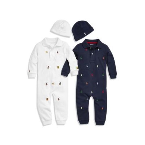 Boys' Cotton Embroidered Coveralls & Beanie - Baby