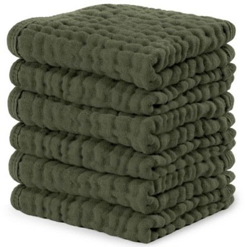 Baby Washcloths Muslin Cotton, Large 10”x10” by Comfy Cubs