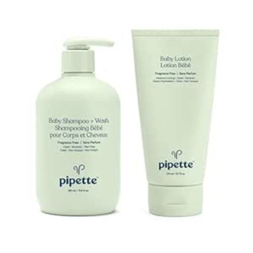 Pipette Fragrance-Free Wash and Lotion Duo, Clean, Tear-Free Bath Time, Sulfate-Free, Paraben-Free, Sensitive Skin Baby Wash, Sensitive Skin Baby Lotion, Hypoallergenic, Non-Toxic