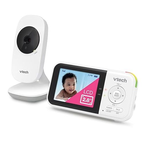 Travel VTech VM819 Baby Monitor with Camera and Audio, 2.8” Screen Portable Baby Camera, Night Vision, 2-Way Audio, Temperature Sensor and Lullabies, Secure Transmission No WiFi, Ideal for Baby/Elderly/Pet