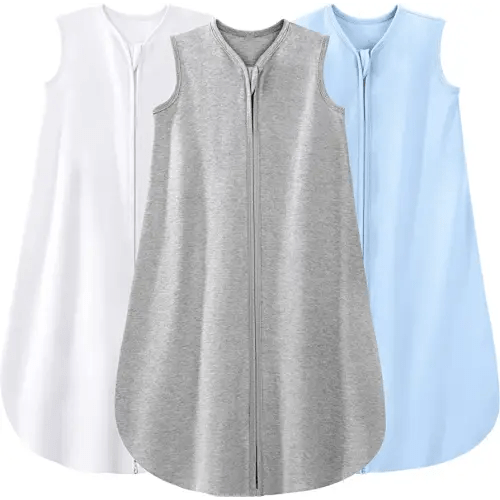 Yoofoss Baby Sleep Sack 6-12 Months 100% Organic Cotton 0.5 TOG Baby Sleeping Bag 2-Way Zipper Toddler Wearable Blankets 3 Pack Breathable Lightweight (Medium)