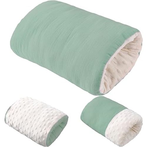Nursing Arm Pillow Breastfeeding Arm Pillow Muslin Cotton Soft Feeding Cradle Cozy Cradle Comfortable Head Support for Bottle Feeding(Green,Simple)