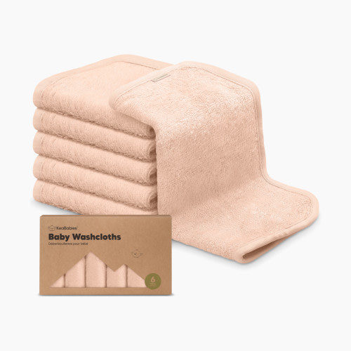 KeaBabies Deluxe Baby Bamboo Viscose Washcloths (6 Pack) - Peachy, 6