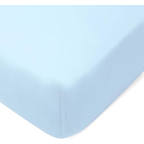 HonestBaby Fitted Crib Sheets Fits Standard Mattress Bassinet, Mini Prints 100% Organic Cotton Baby Boys, Girls, Unisex, Light Blue Fitted Crib Sheet, One Size