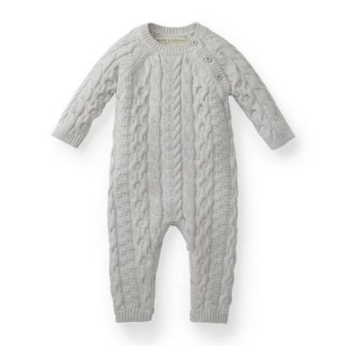 Hope & Henry Baby Cable Knit Sweater Romper (botanical Green, 0-3 Months)