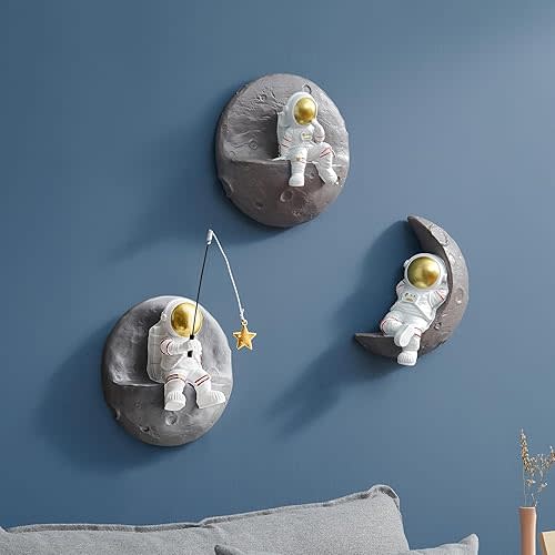 XGZY Astronaut Wall Decor Set: Space Wall Decor Astronaut Wall Sculpture Space Wall Decor for Boys Room Outer Space Room Decor Space Room Decor for Boys Space Nursery Decor