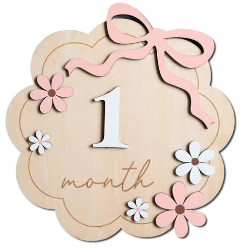 Baby Monthly Milestone Sign,1-12 Monthly Baby Milestone, Month Milestone Baby Girl, Baby Months Milestone, Newborn Photography Props Double-Sided (B11)