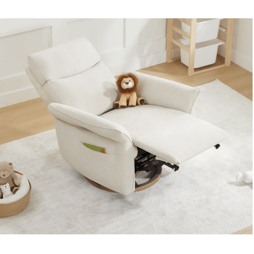 Vinca Power Swivel Nursery Glider Recliner with Power Lumbar & Headrest in Linen