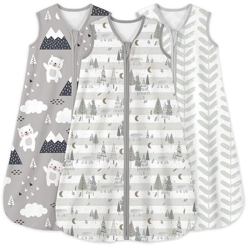 Yoofoss Baby Sleep Sack 6-12 Months 0.5 Tog Wearable Blanket for Baby, 3 Pack 100% Organic Cotton Infant Toddler Sleeping Sack 2-Way Zipper Lightweight Sleep Sack