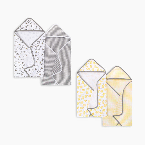 Burt's Bees Baby Organic Single-Ply Hooded Towel Bundle (4 Pack) - Yellow
