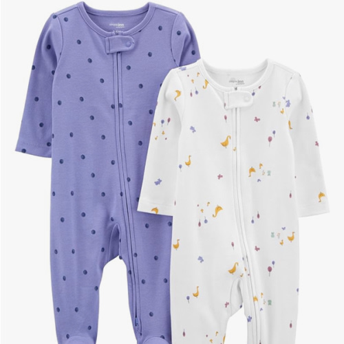 Simple Joys by Carter's Baby Girls' Cotton Footed Sleep and Play, Pack of 2