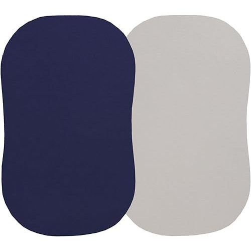 100% Organic Cotton Bassinet Sheets Compatiable with All Halo Bassinest, 2 Pack Jersey Knit Fitted Sheet for Baby Boy and Girl, Navy and Fog Grey