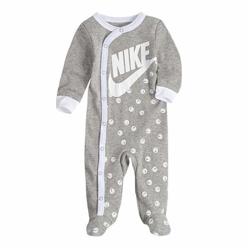 NIKE Infant/Toddler Printed Footed Coverall (Dark Grey Heather(56D679-042)/White, 3 Months)