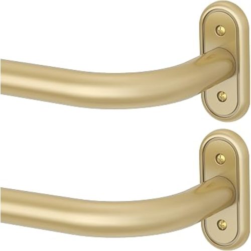 2 Pack Curtain Rods 32-46 Inch, Gold Wrap Around Blackout Curtain Rods for Windows, 1 Inch Adjustable Heavy Duty Room Darkening Window Treatment Rod for Bedroom, Living Room, Sliding Door