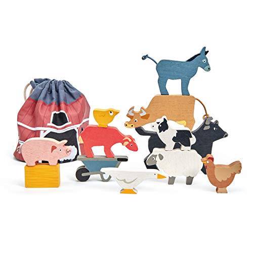 Tender Leaf Toys - Stacking Farmyard Set for Kids - Animal Set for Encouraging Logical Thinking, Inspire Imaginative and Pretend Play