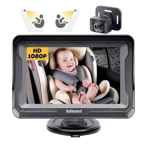 DoHonest Baby Car Camera HD 1080P with Display - Infant Safety Seat Baby Car Mirror for Rear Facing 5 Mins Easy Installation Night Vision V33 Black : Amazon.com.au: Baby